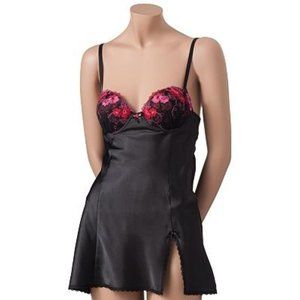 Apt. 9 2-Piece Ruffles & Lace Satin Chemise & G-String Thong Lingerie Set